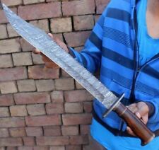 BEAUTIFUL CUSTOM HANDMADE 25 inches DAMASCUS STEEL HUNTING SWORD WITH SHEATH picture