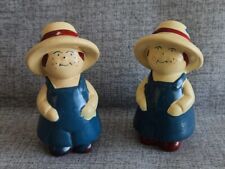 Vintage 2 Country Farmers Salt & Pepper Shakers Ceramic picture