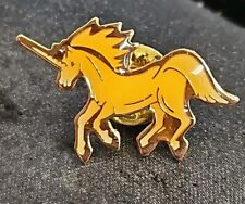VTG Gold Toned Lapel Hat Pinback Yellow Unicorn Pin picture