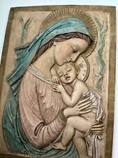 Vintage Bertagna Handpainted Religious Madonna Mary Jesus 18x13 Made In Italy picture