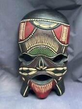 Vintage African Tribal Art Mask Hand Carved Hand Painted Decor Shelf Sitter picture
