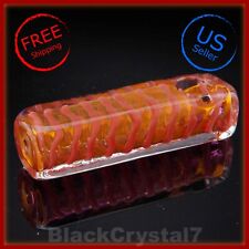 4.25 in Handmade Mellow Red Square Rectangle Tobacco Smoking Bowl Glass Pipes picture