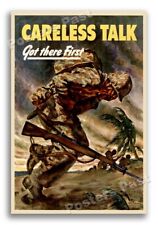 1944 “Careless Talk Got There First” Vintage Style WW2 Poster - 24x36 picture