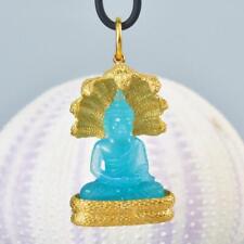 Buddha Image Mucalinda Naga Pendant Chalcedony Gold Vermeil Sterling 23.49 g picture