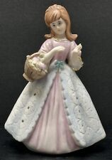 VINTAGE ARDALT Porcelain Girl Figurine Pink Dress w/Basket Air Freshener 5.75” picture