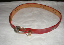 Vintage Red Leather Silver Creek Western Womens Belt Snake Horn Toad Emblems picture