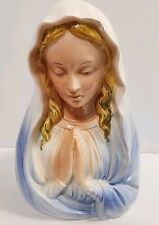 Vintage Relpo #6355 Virgin Mary Madonna Planter In Blue Japan picture
