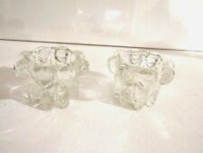 Clear Crystal Flared Top Scalloped Tapered Candle Stick Holder Set of Two picture