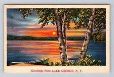 Lake George NY-New York, Scenic Greetings, Antique Souvenir Vintage Postcard picture