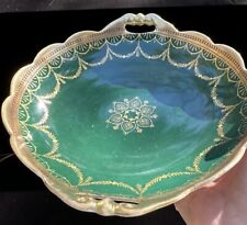 1884-1909 M.Z. Austria Gilt Handled Green Bowl Gorgeous 8