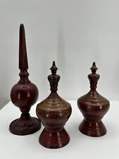 Beautiful VTG 3 Piece Metal Red/Gold/Brown Finial Set 12.5” & 8.5” picture
