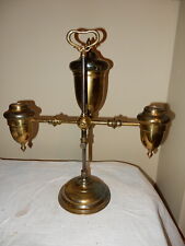 RARE REVERE KEROENE OIL BRASS DOUBLE PARLOR TABLE STUDENT LAMP picture