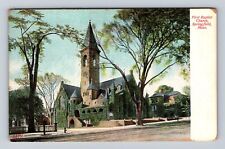 Springfield MA-Massachusetts, First Baptist Church, Antique Vintage Postcard picture