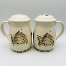 Vintage 90's Pfalzgraff Salt And Pepper Shaker Set Naturewood Bee Hive Ceramic picture