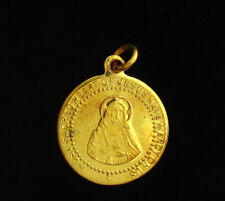 Vintage Mary Our Lady of the Olives Gold Tone Medal Petite Medal Small Size Thin picture