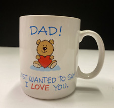 Vintage Father's Day Mug White Teddy Bear Heart I love you Dad 1988 picture