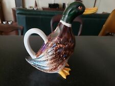 RARE VINTAGE MALLARD DUCK POTTERY PITCHER THE BROADWAY DEPARTMENT STORE MAJOLICA picture