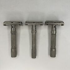Lot of THREE: Vintage Gillette Fat Boy Adjustable Double Edge Safety Razor picture