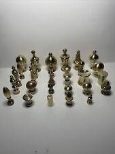 lot of 29 solid polished brass lamp finials.  vintage and modern designs picture