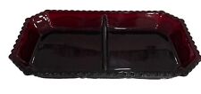 VTG AVON 1876 CAPE COD Ruby Red Cranberry Glass Divided Condiment Relish Dish picture
