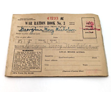 Vintage WW2 War Ration Book Three OPA Form R-130 & Stamps Nicholson MI 1943 #1W picture