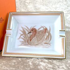 Authentic HERMES Ashtray Change Tray French Porcelain Duck Motif 16 x 20cm w/Box picture