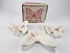 Homco Butterflies 1398-BL Three Hand Painted Porcelain Wall Decor Original Box picture