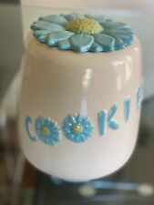 1940s Abingdon Blue & Yellow Sunflower Daisy Cookie Jar USA picture