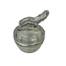 Vintage Jeanette Glass Powder Jar Elephant Lid Trunk Up Luck Glass Trinket Dish picture