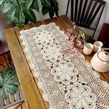 Vintage Hand Crochet Lace Table Runner Flower Dresser Scarf Rectangle Doily Mats picture