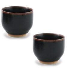 SET of 2 Japanese Sushi Tea Cup Yunomi Ceramic 2-3/8