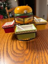Pier 1 Imports Earthenware Hamburger Thrill of the Grill Condiment Spinner Set picture