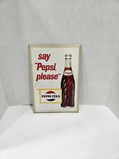 Vintage Pepsi “Say Pepsi Please” Hanging Wall Countertop 1960s Display Sign picture