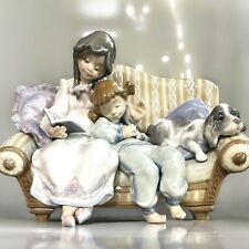 Lladro Porcelein Girl reading to Child With Dog On The Couch No. 5735, No Box picture