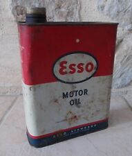 Vintage ESSO Oil can Motor Oil auto old antique France french white red picture