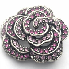 Floral Rose Pink Purple Stones Heavy Vintage Brooch Pin picture
