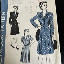 Vintage 1940s Hollywood 1455 Side Pleat Skirt Shirtdress Sewing Pattern 36 USED picture