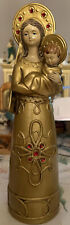 Vintage Norcrest Blessed Mother And Jesus Golden Statue picture