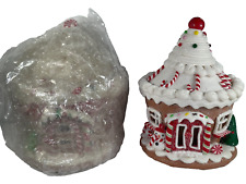 Set of 2 Light-Up Gingerbread Cupcake House Holiday Decor - LED Christmas Villag picture