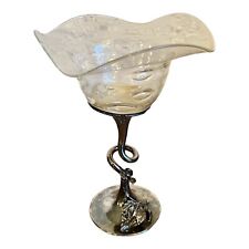 ISRAEL KING SOLOMON FINDS ARTISAN STUDIO STERLING SILVER AND BLOWN GLASS COMPOTE picture