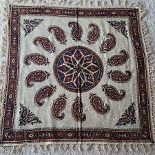 Vintage Persian Square Isfahan Handmade Cotton Blocked Tablecloth Ghalamkar 31