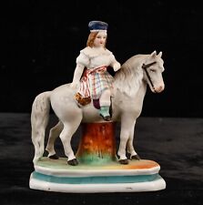 Antique Porcelain Girl on Horse Figurine French Art Pottery 9 inch 1780 picture