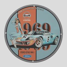 VINTAGE FORD GULF GT40 1903 OIL PORCELAIN  GAS PUMP  SIGN picture