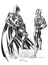 MARK BAGLEY BATMAN AND SPIDER-MAN ILLUSTRATION INCREDIBLE PIECE OF ART 9x13 WOW picture