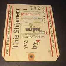 Old Vintage 1942 - luggage  large RAILWAY EXPRESS AGENCY  Advertising TAG picture