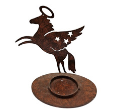 Vintage Rustic Rusted Metal Unicorn Tealight Candle Holder picture