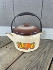 Vintage GHC General Housewares Enamel Kettle Psychedelic Merry Mushroom Teapot picture
