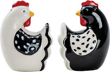 Farmhouse Rooster Salt & Pepper Shakers Hand Painted Ceramic 2 Piece Set picture