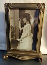 Remarkable Framed Antique Portrait Of A Beautiful Young Girl Art Deco Era picture
