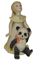 Vintage Cybis Porcelain Blonde Girl with Panda Bear Figurine picture